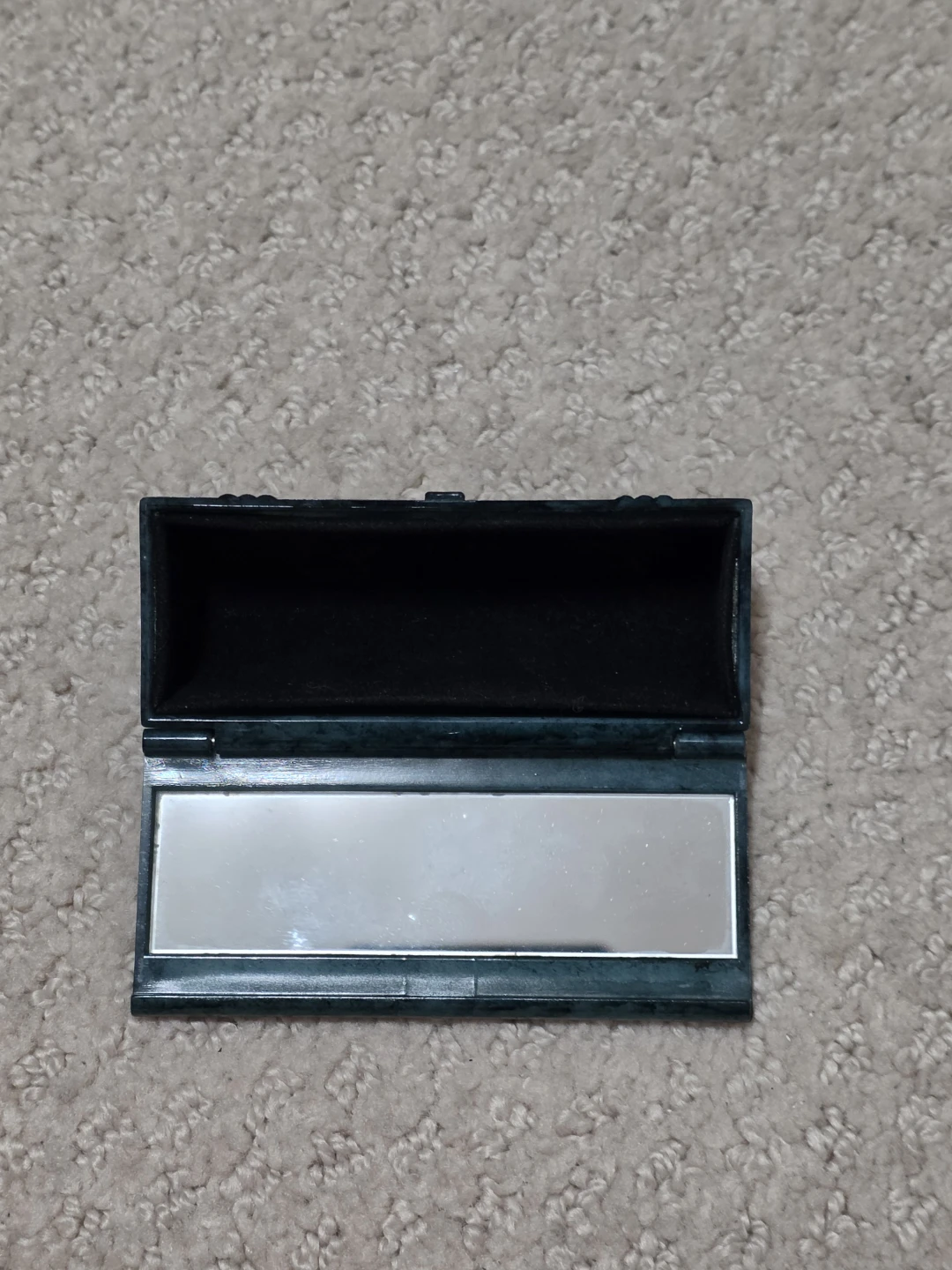 Dark Green Marble-Look Lipstick Case with Mirror - photo 2