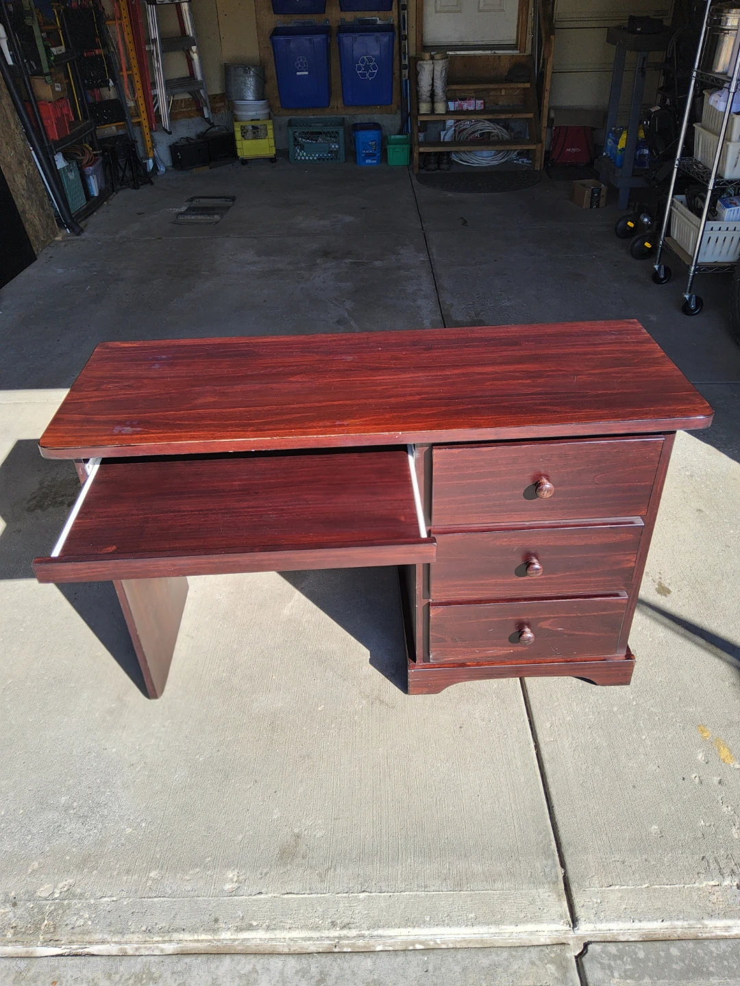 Pine Desk with Keyboard Tray and Drawers - photo 2