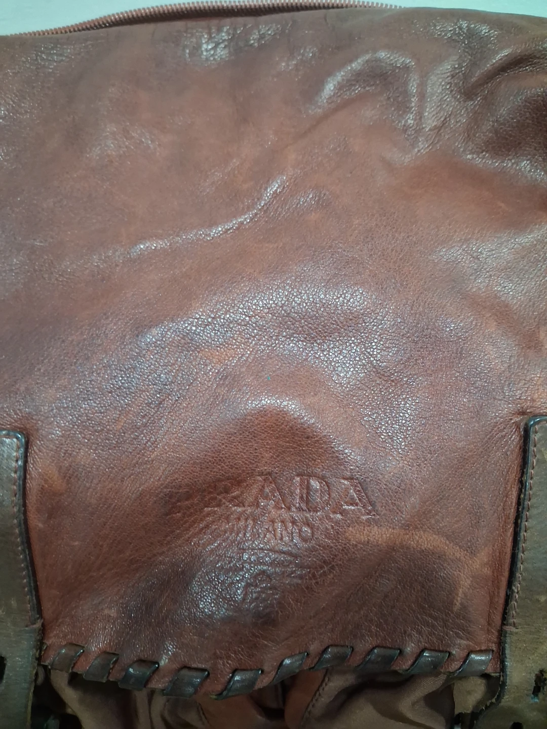 Prada Brown Leather and Nylon Messenger Bag - photo 3