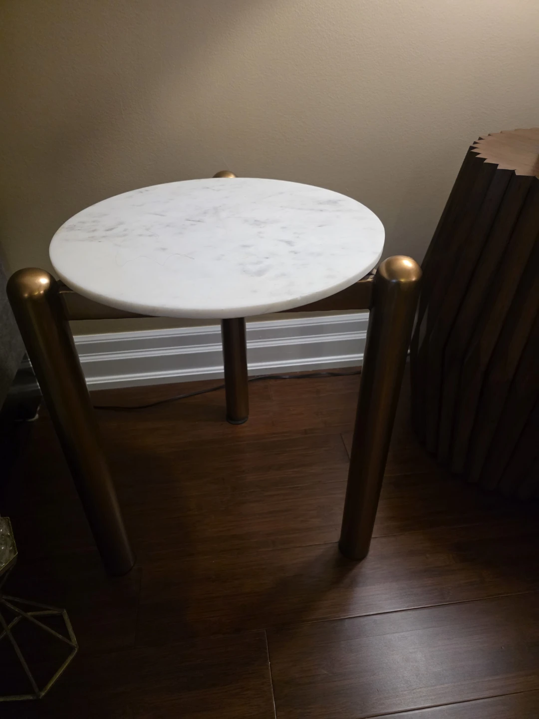 White Marble and Bronze Side Table