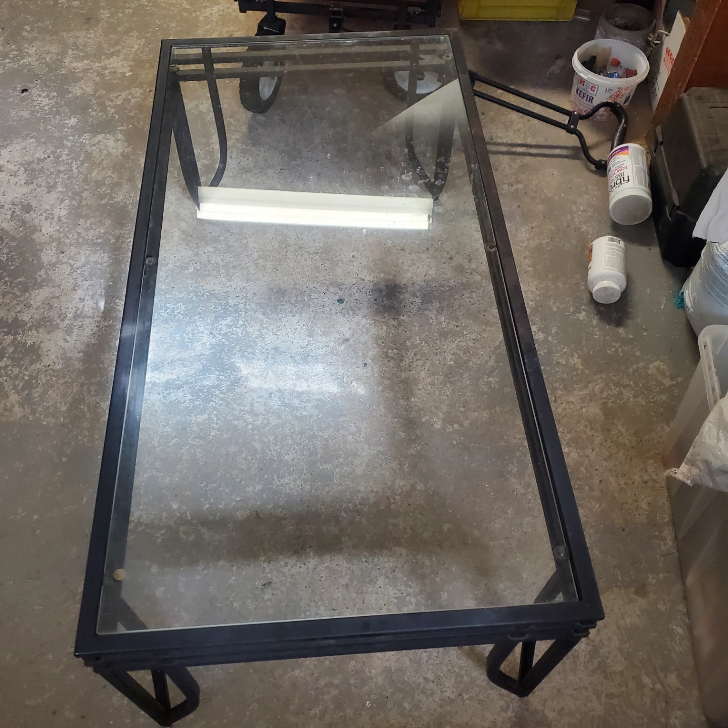 Black Metal and Glass Coffee Table