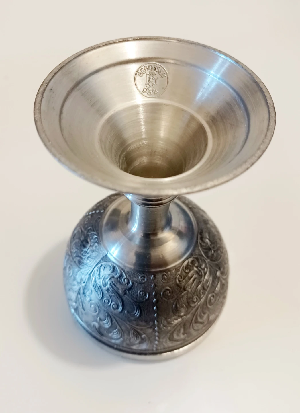 Vtg German Die Neue Linie Pewter Wine Goblets Set - photo 2