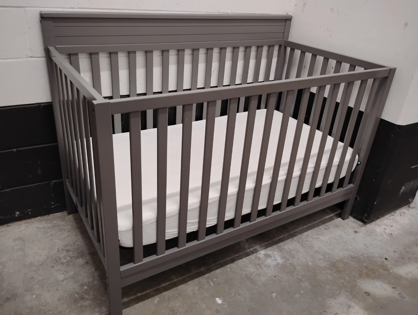 Grey Convertible Baby Crib