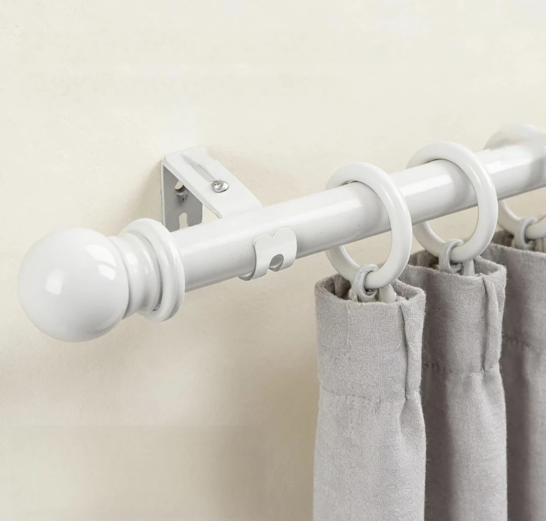 White Adjustable Curtain Rod Heavy Duty 28"-84"