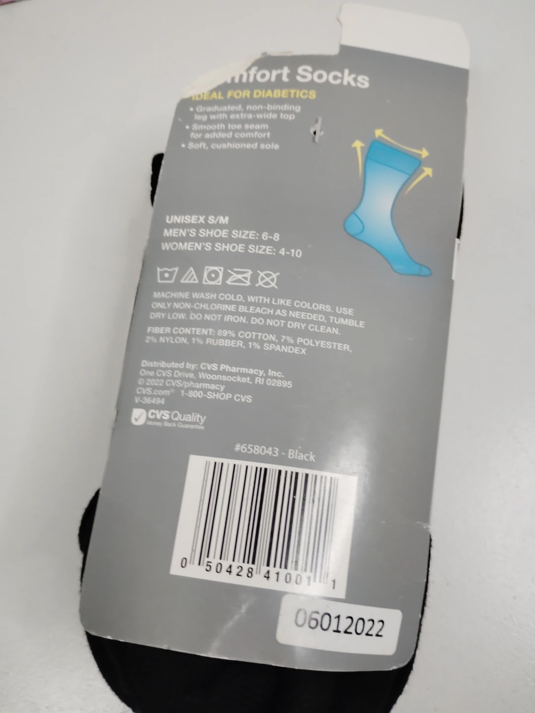CVS Health Diabetic Comfort Ankle Socks 2 Pairs Black - photo 2