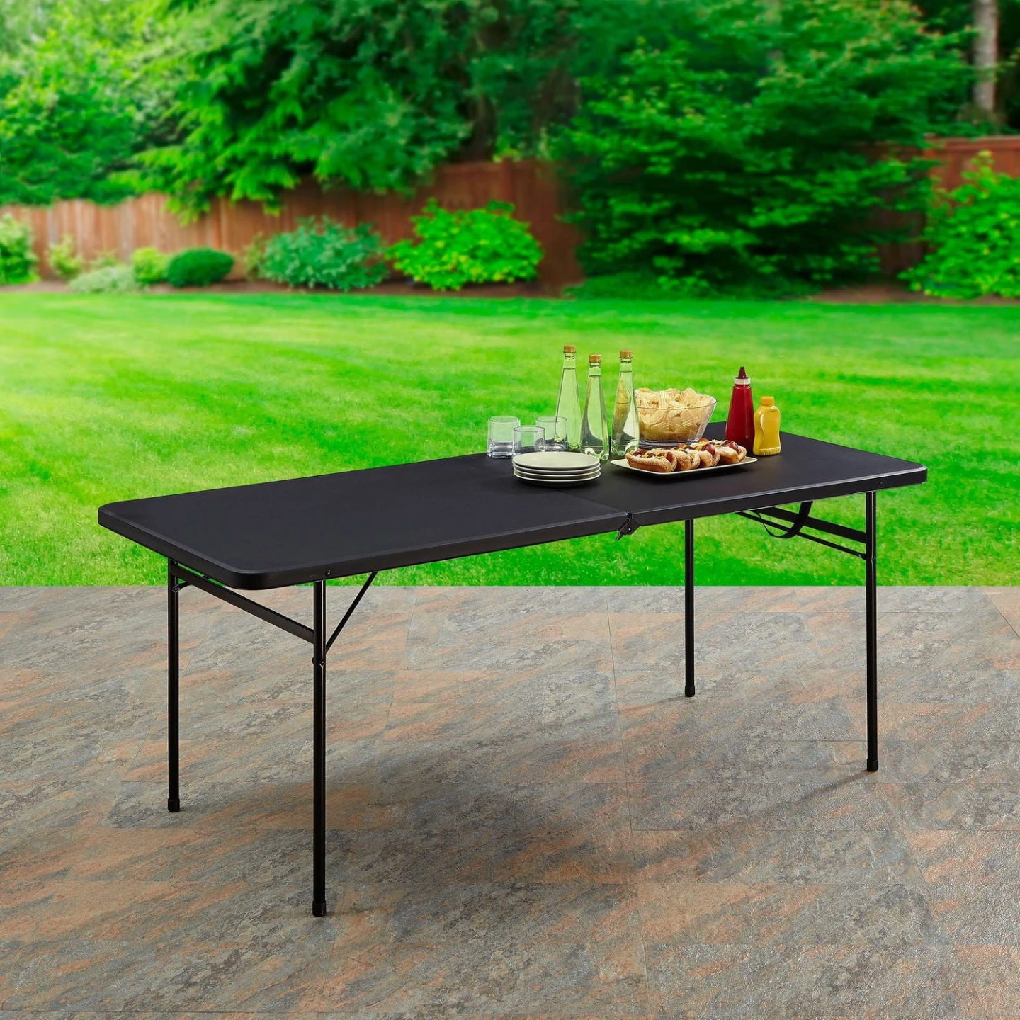 6 Foot Folding Table, Black - photo 4