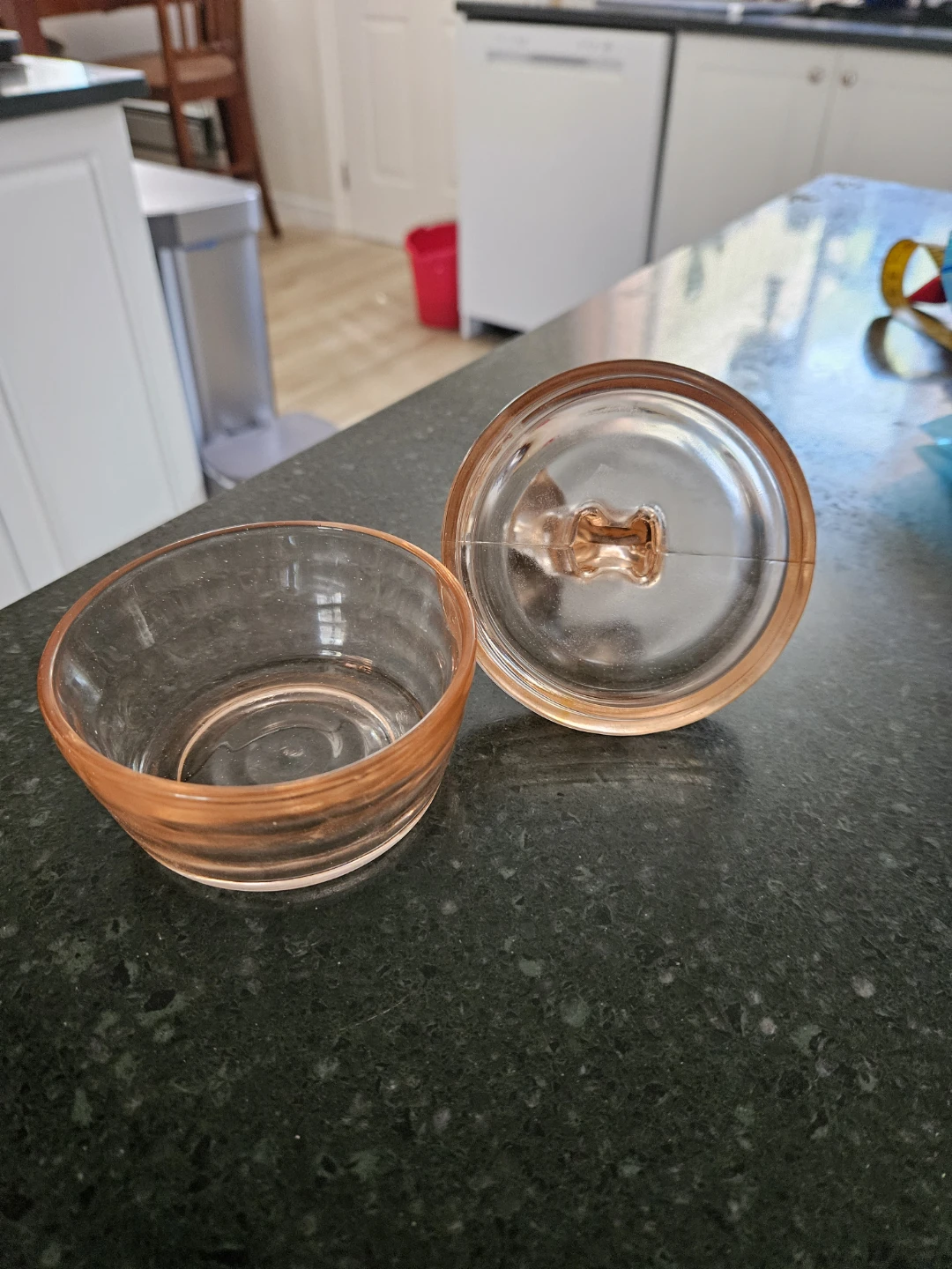 Vintage Pink Glass Deer Trinket Dish