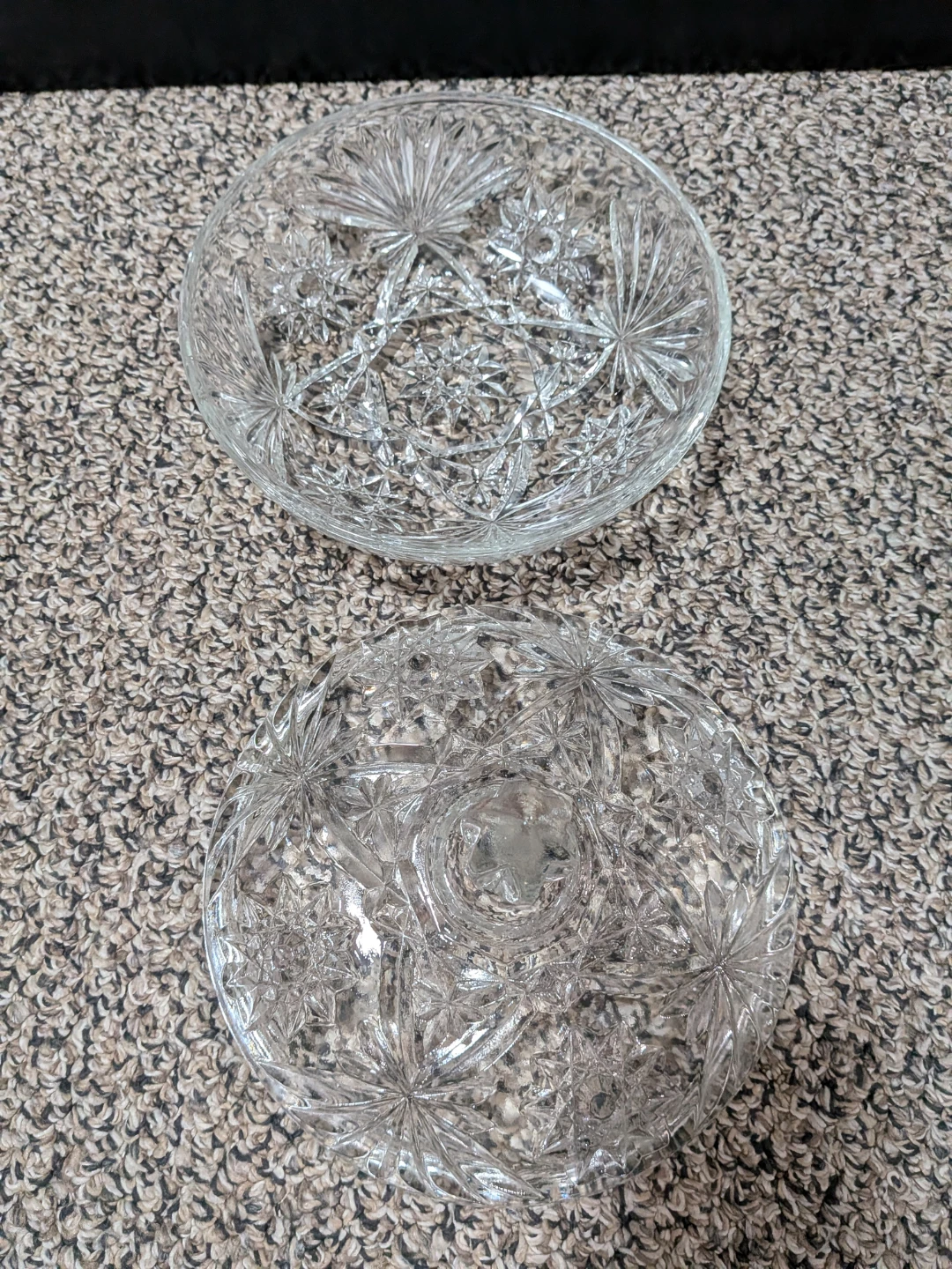 Vintage cut glass candy dish with lid - photo 3