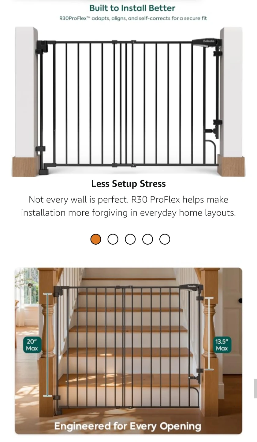 Baby Gate for Stairs No Bottom Bar, 29-43", 30" - photo 5