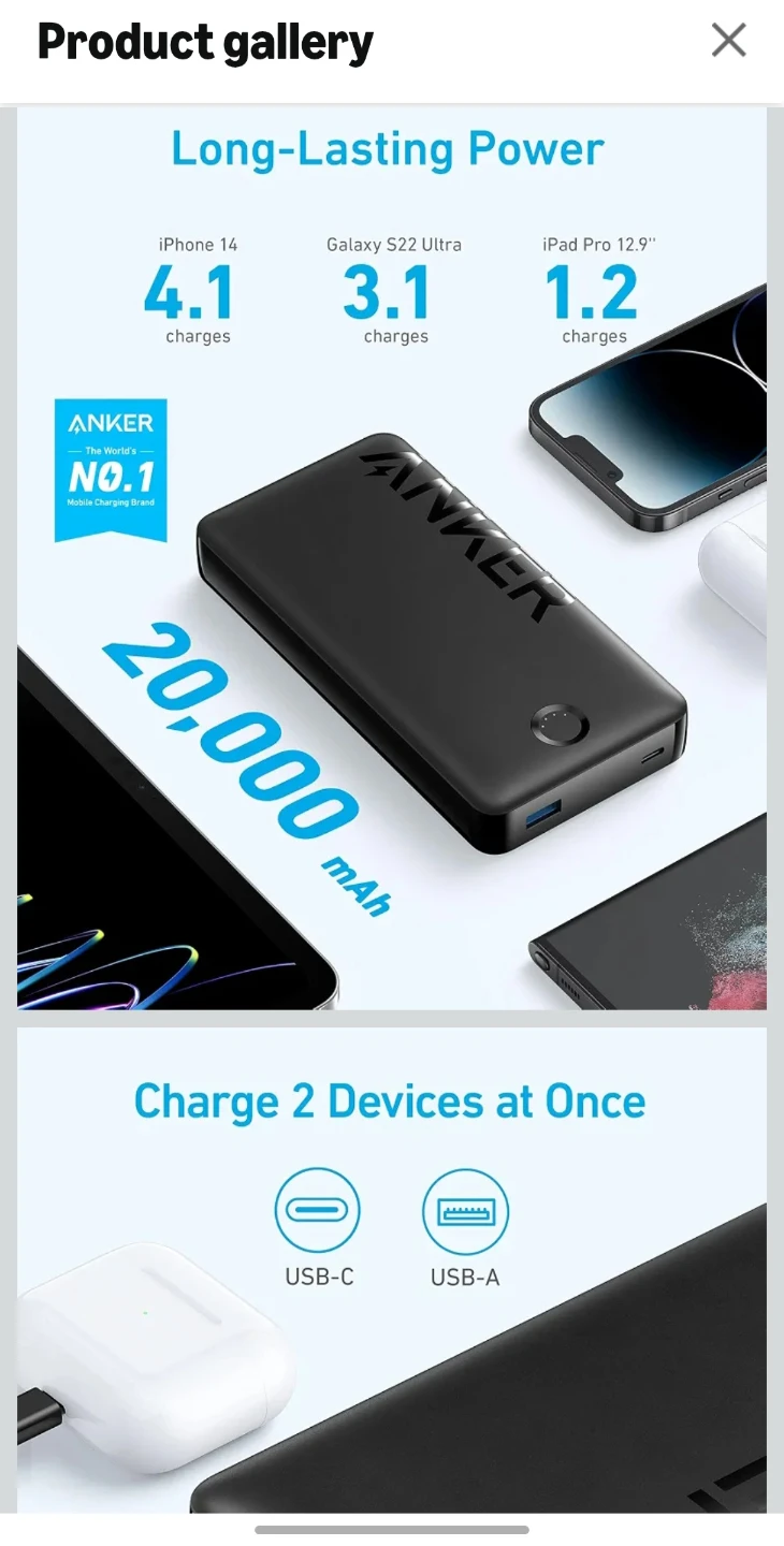 Anker Powercore 20000mah powerbank - photo 2