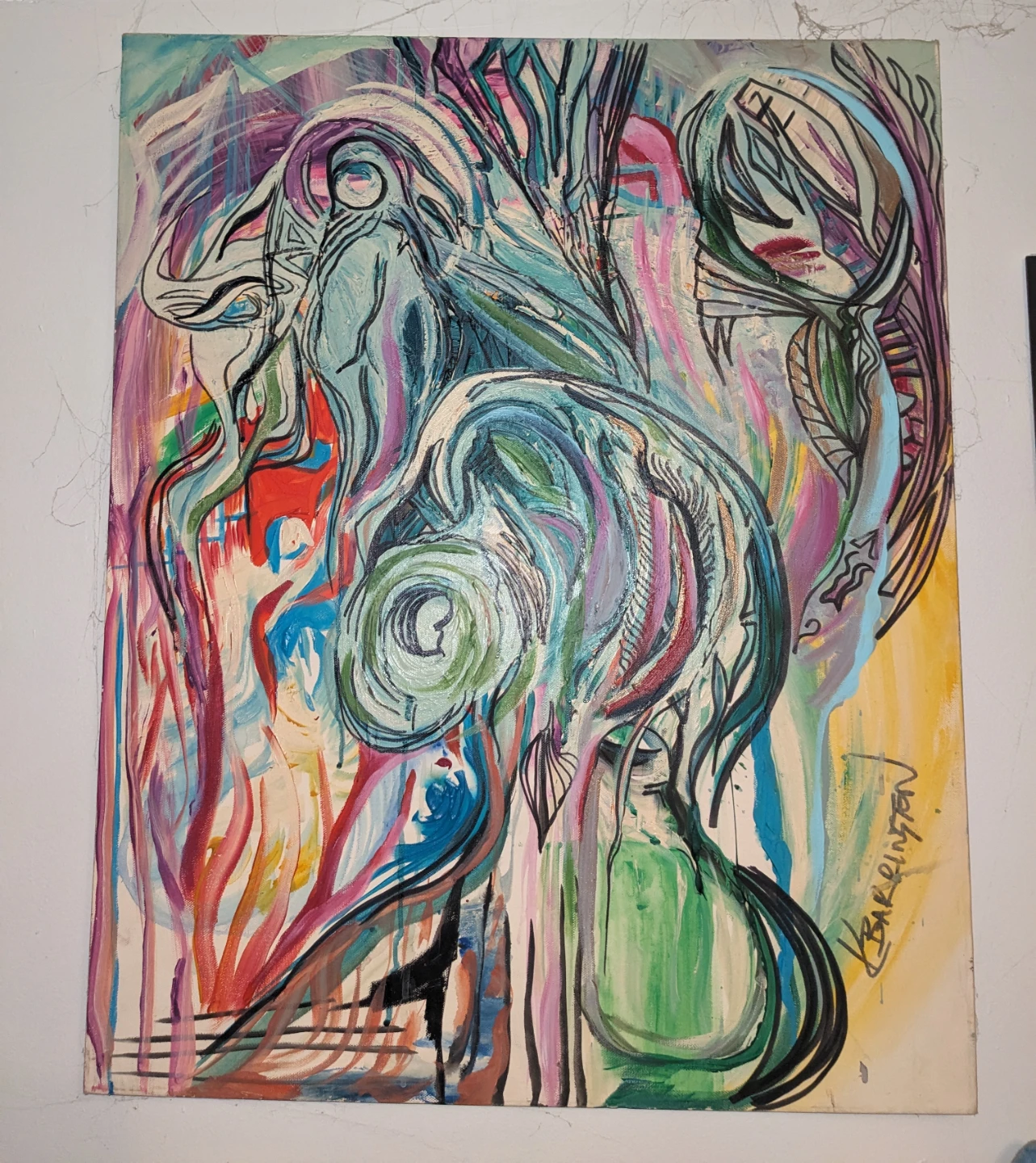 Psychedelic original painting on canvas - photo 2