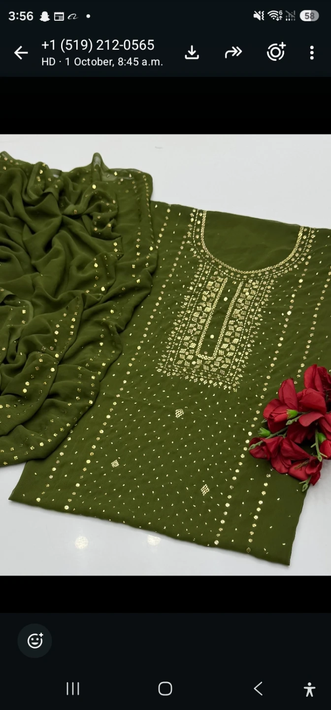 Olive Green Embroidered Salwar Kameez