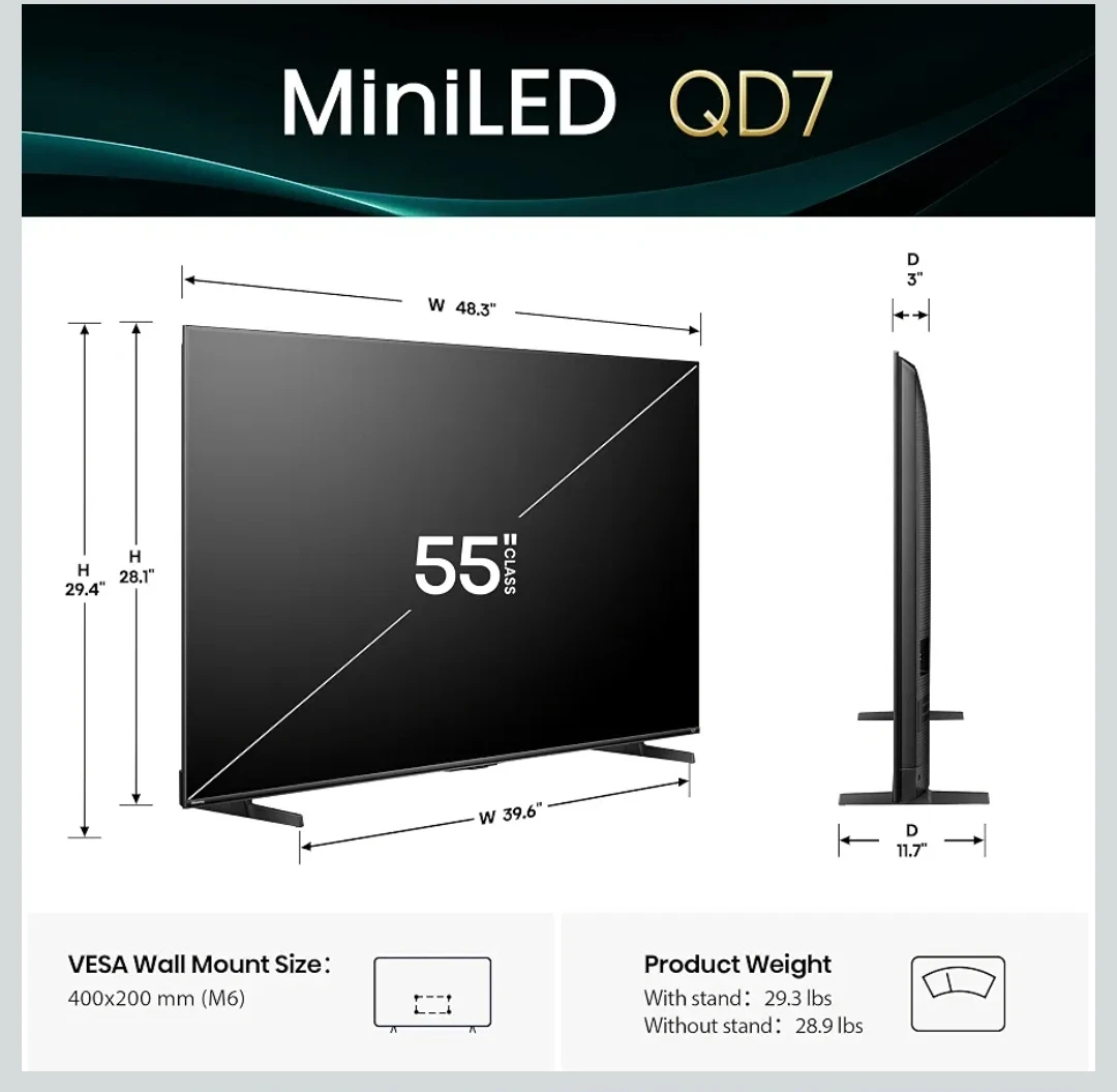 Hisense 55-inch QD7 Mini-LED Smart TV "NEW" - photo 5