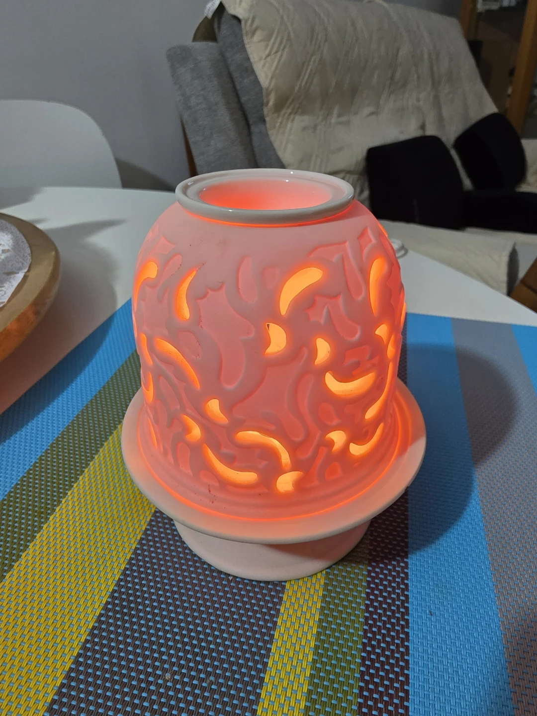 White Ceramic Electric Oil/Wax Warmer Bowl, Wall Plug-In