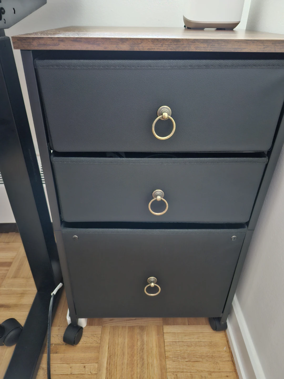3-Drawer Storage Cart with Wood Top