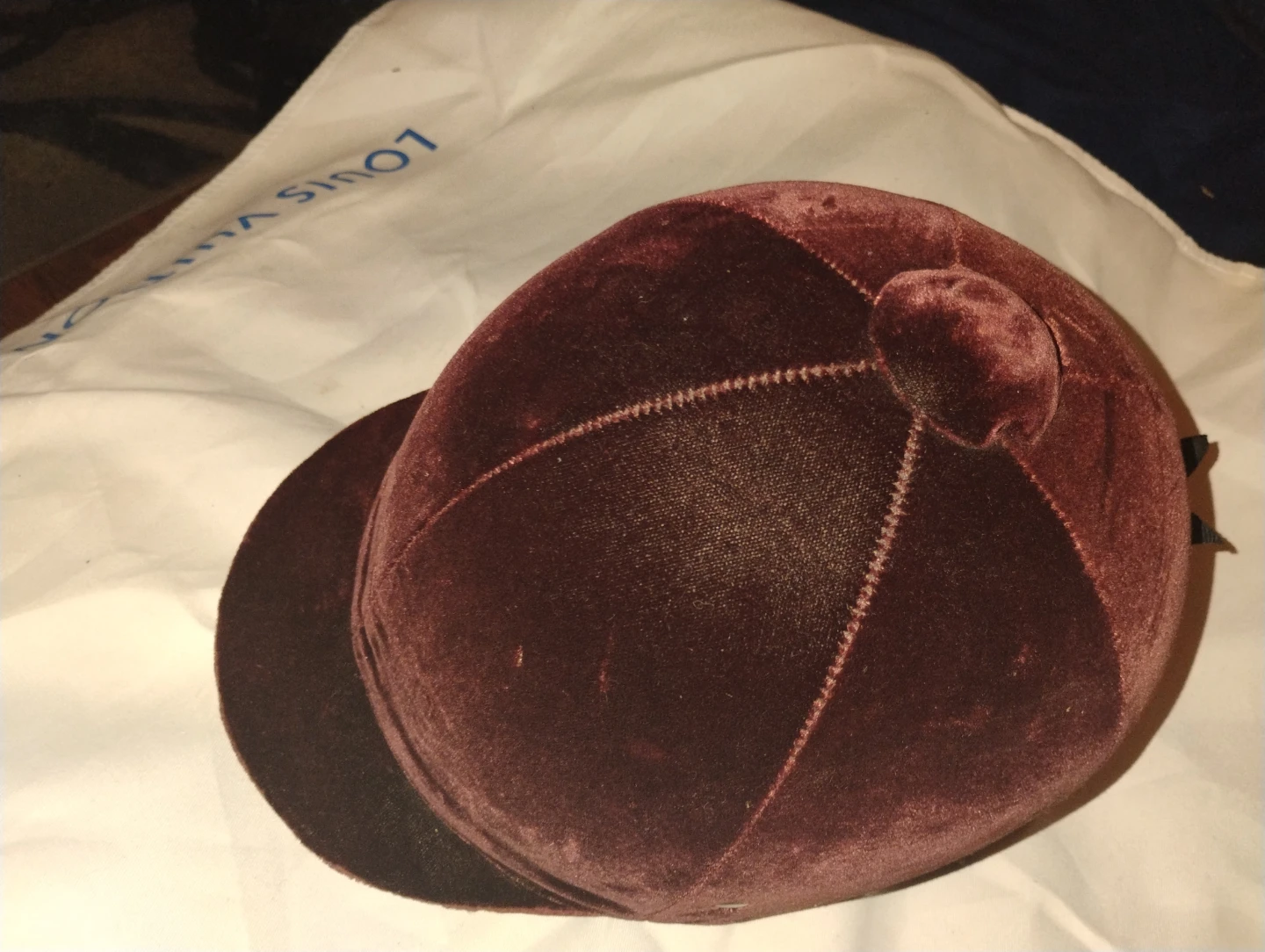 Vintage Maroon Velvet Equestrian Riding Helmet - photo 2