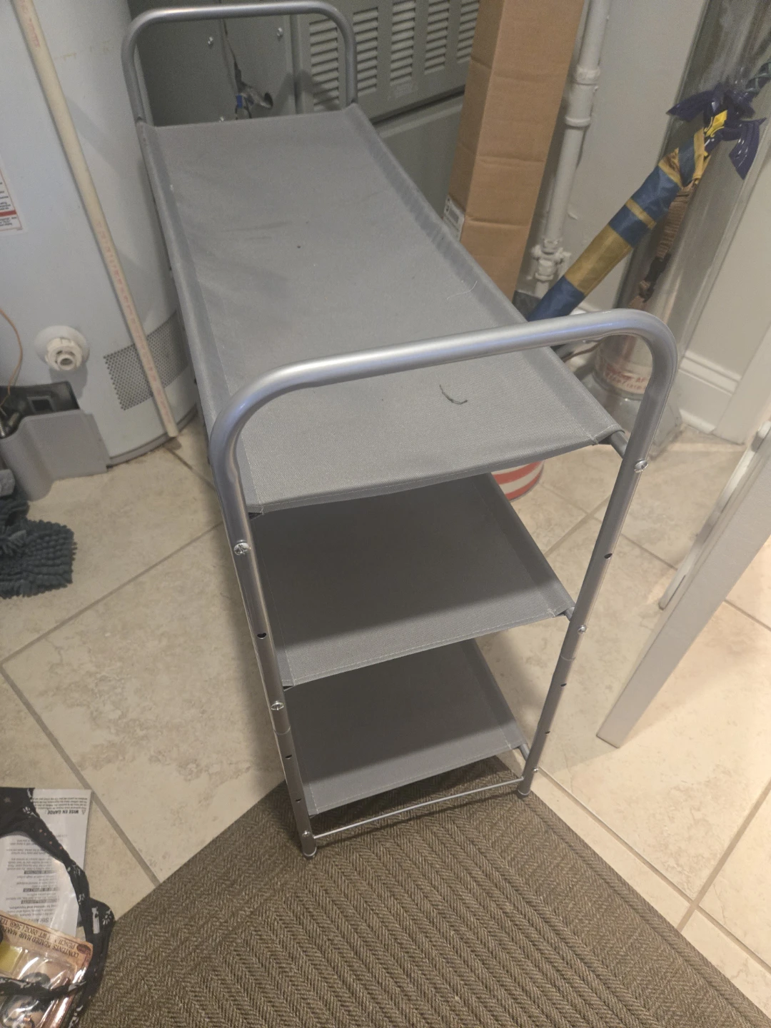 3-Tier Gray Fabric and Metal Storage Cart - photo 2