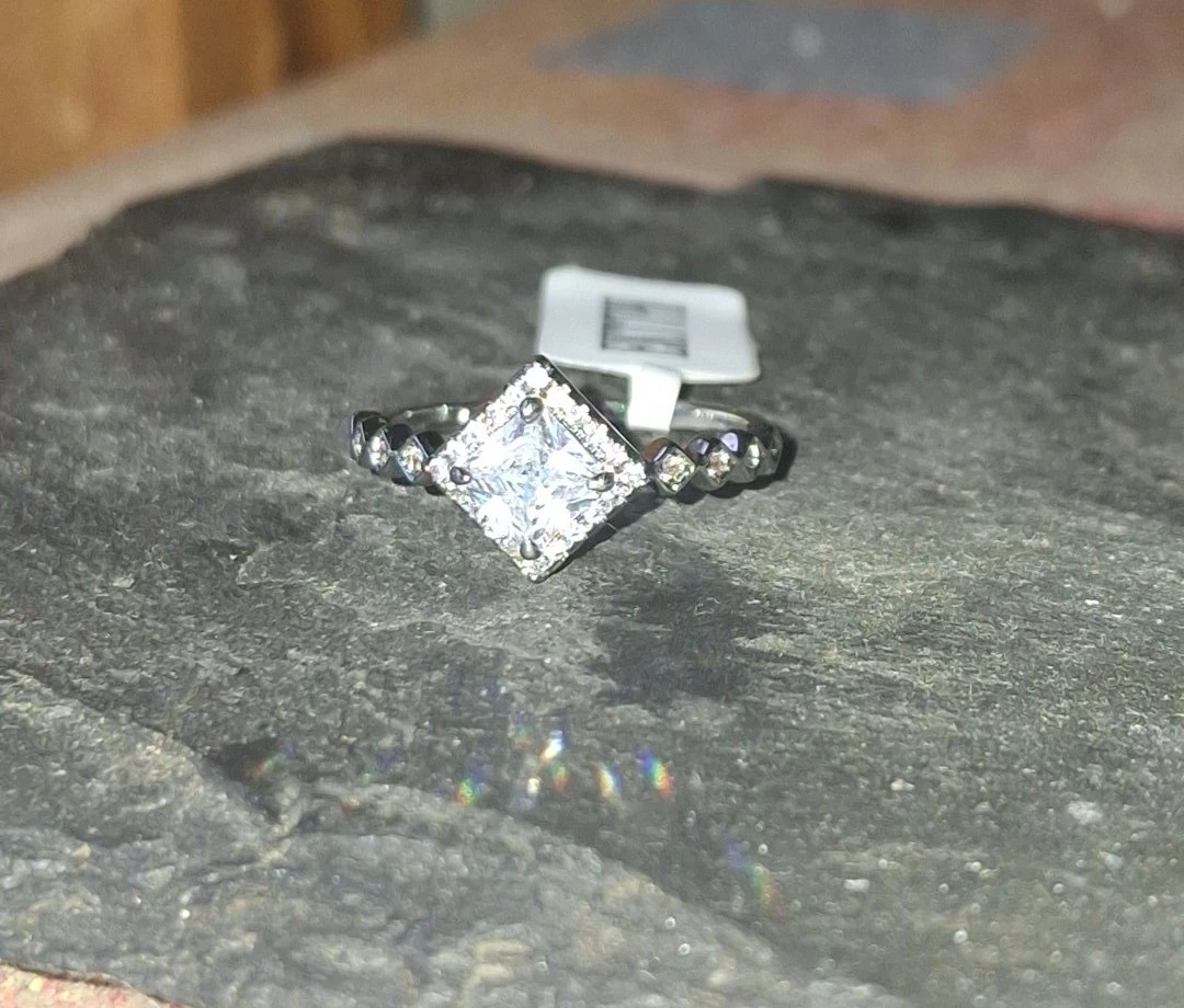 Size 7 - Princess Cut Halo Ring