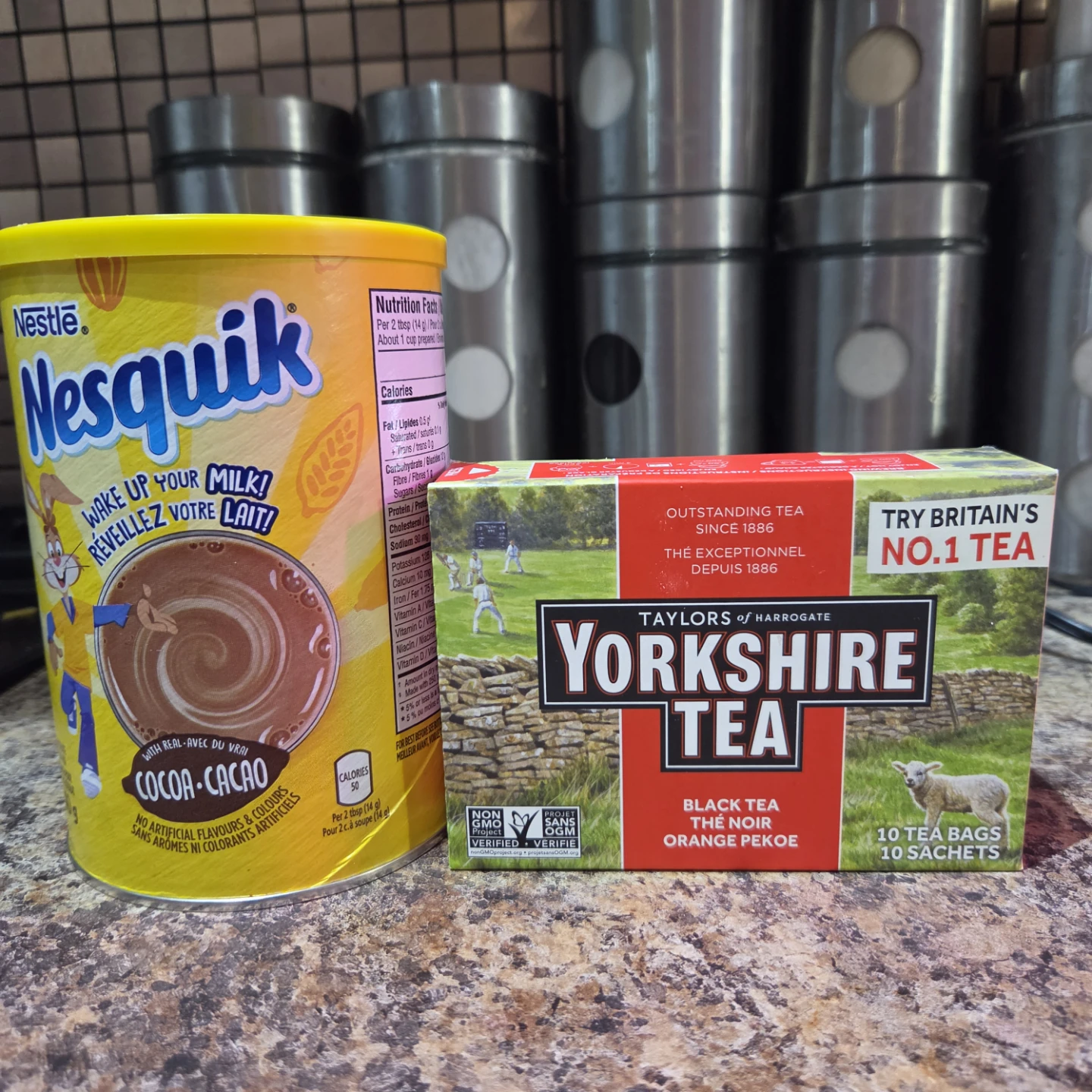 Nestle Nesquik Cocoa and Taylors of Harrogate Yorkshire Tea