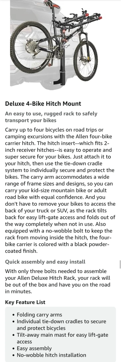 Allen Sports Deluxe Hitch Bike Carrier - photo 5
