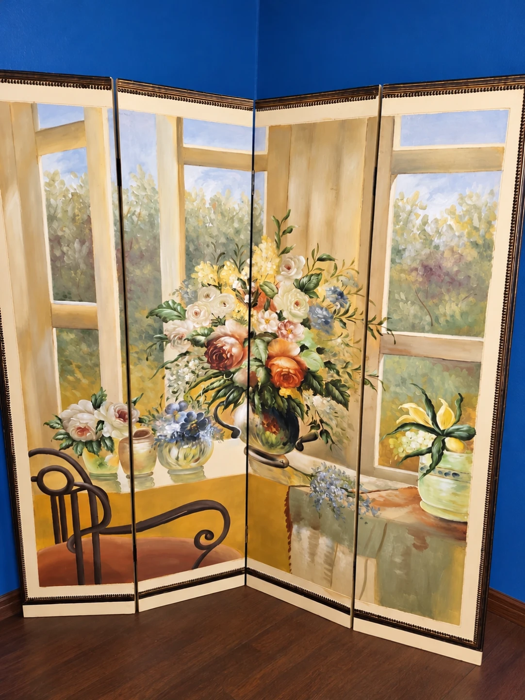 Vintage 80s Handpainted Room Divider 71x58 - photo 2