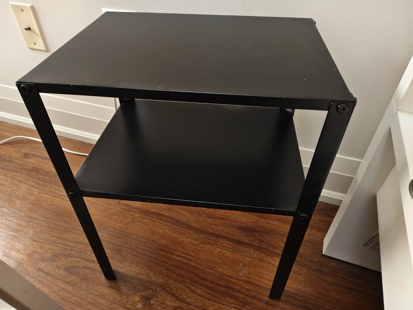 Black metal two-tier side table