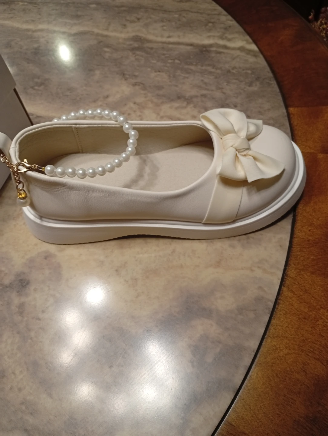 Cream Bow Flats with Pearl Anklet - photo 3
