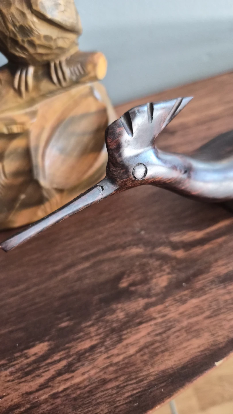 Vintage Hand-Carved Wooden Bird Figurine Decor - Set of 3 - photo 5