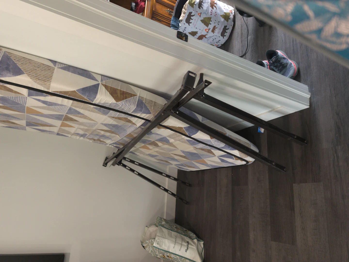 Wooden twin headboard with mattress and box spring - photo 4
