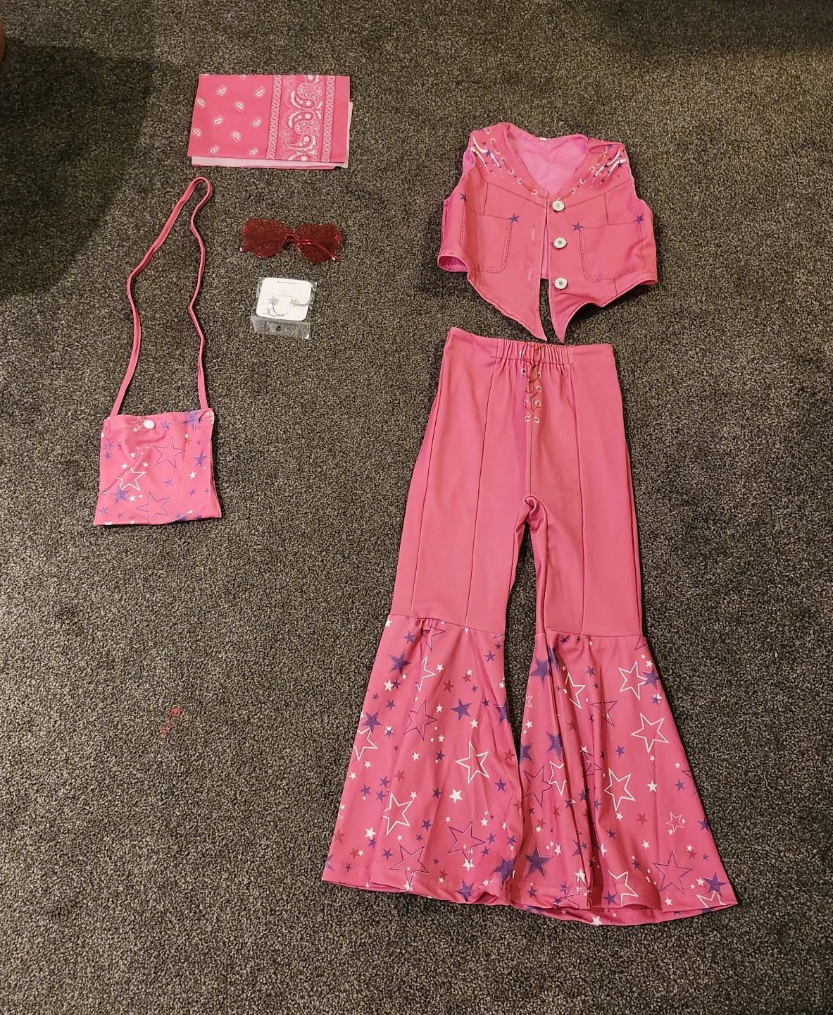 Pink Star-Print Kids Costume Set