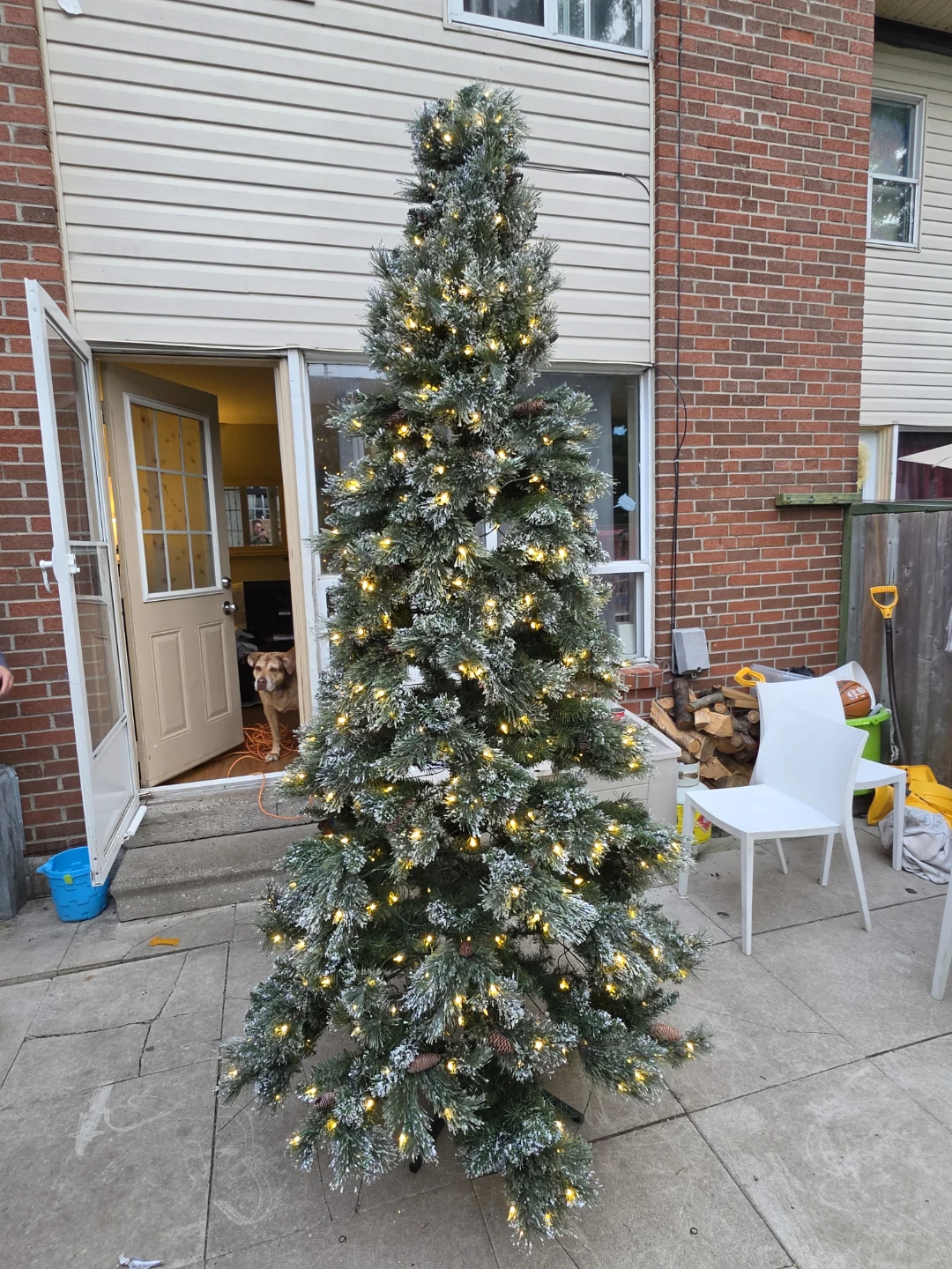 2 9ft Pre-lit Flocked Artificial Christmas Tree - photo 3