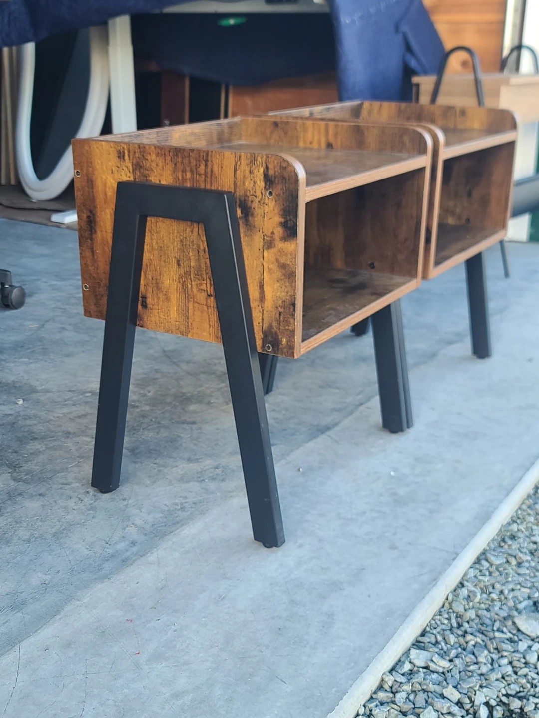 Set of two rustic industrial nightstands - photo 2