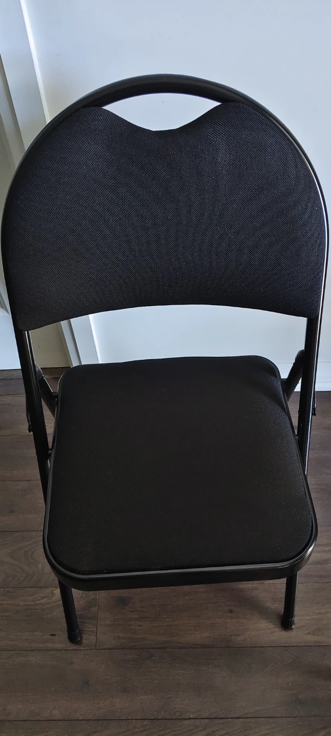Set of 4 Black Padded Metal Folding Chairs – Good Condition - photo 3