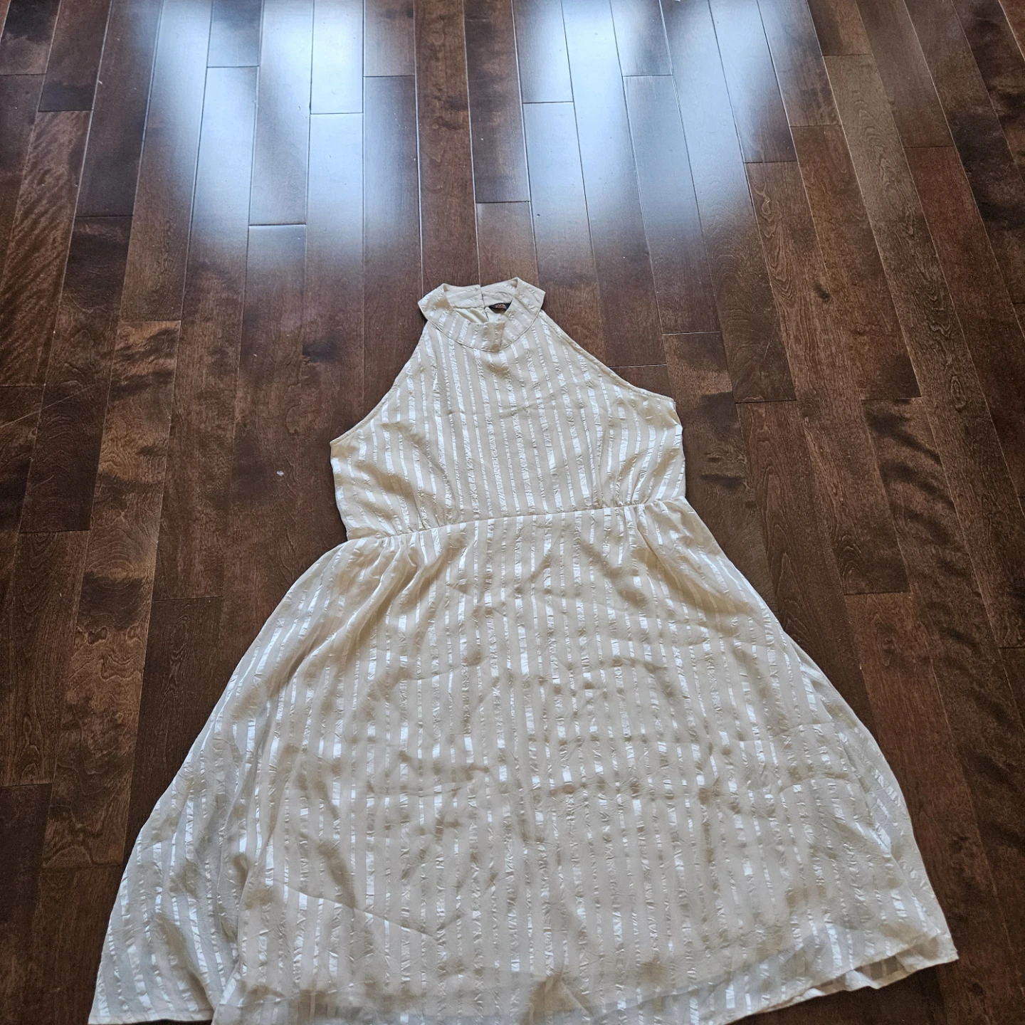 Brand new Cream striped halter dress size large - photo 4