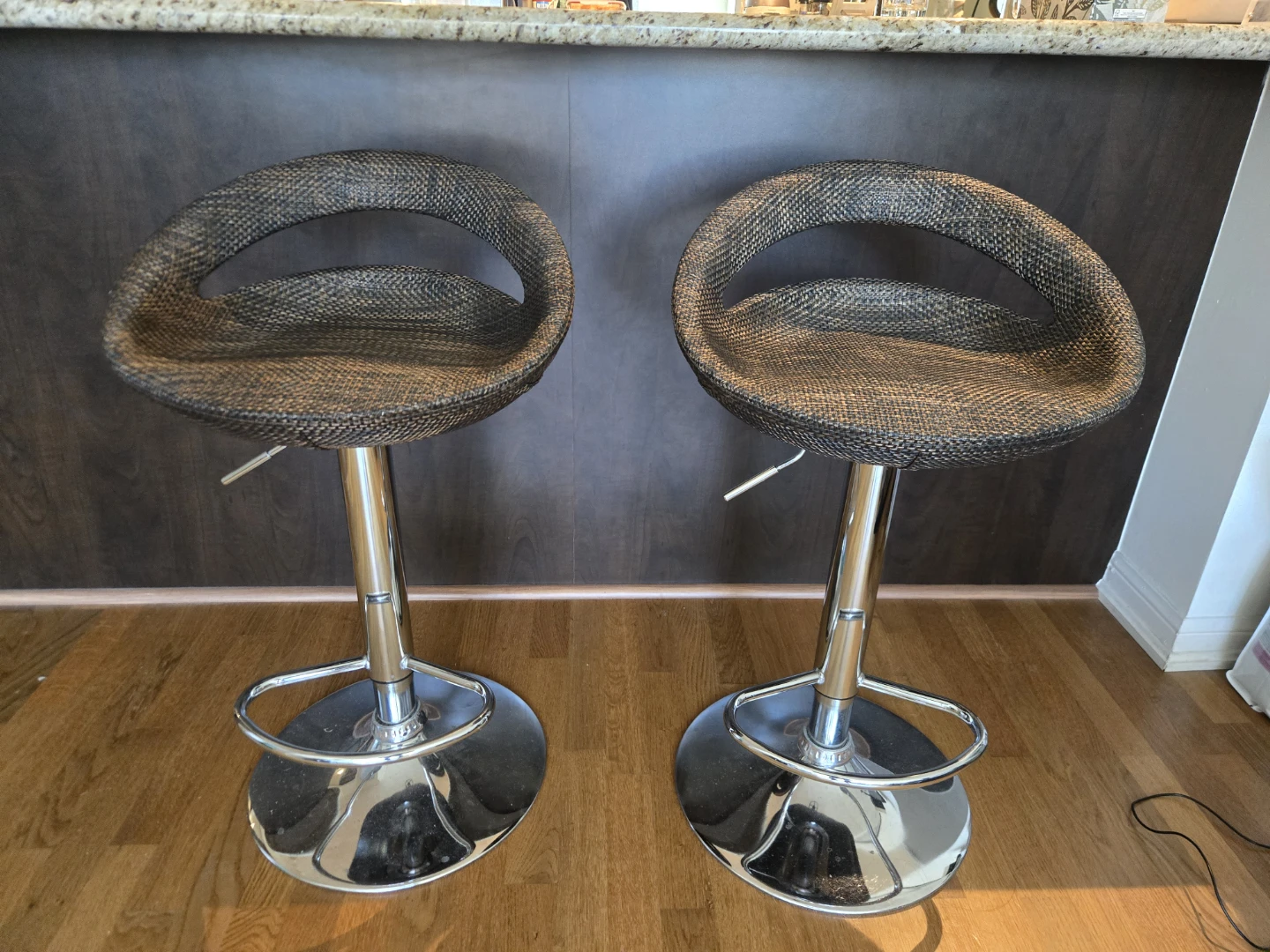 Set of Two Wicker Bar Stools