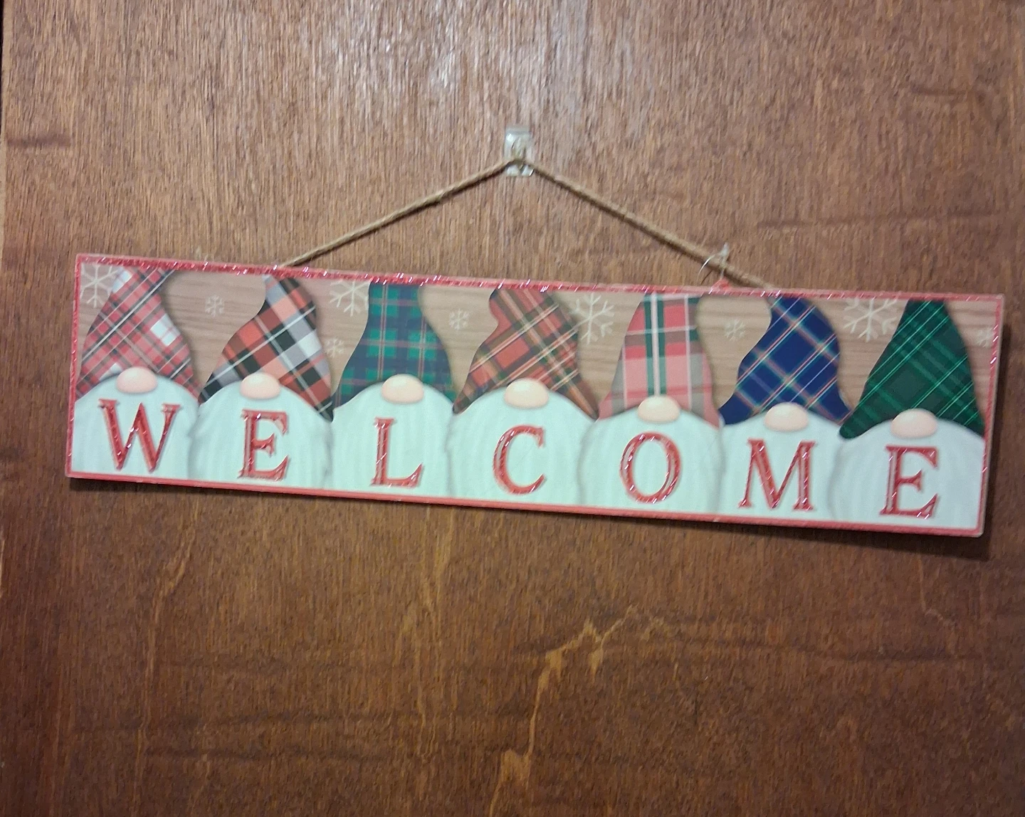 Welcome Gnome Christmas hanging sign