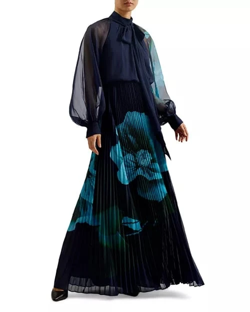 Ted BakerTie Neck Pleated Maxi Dress