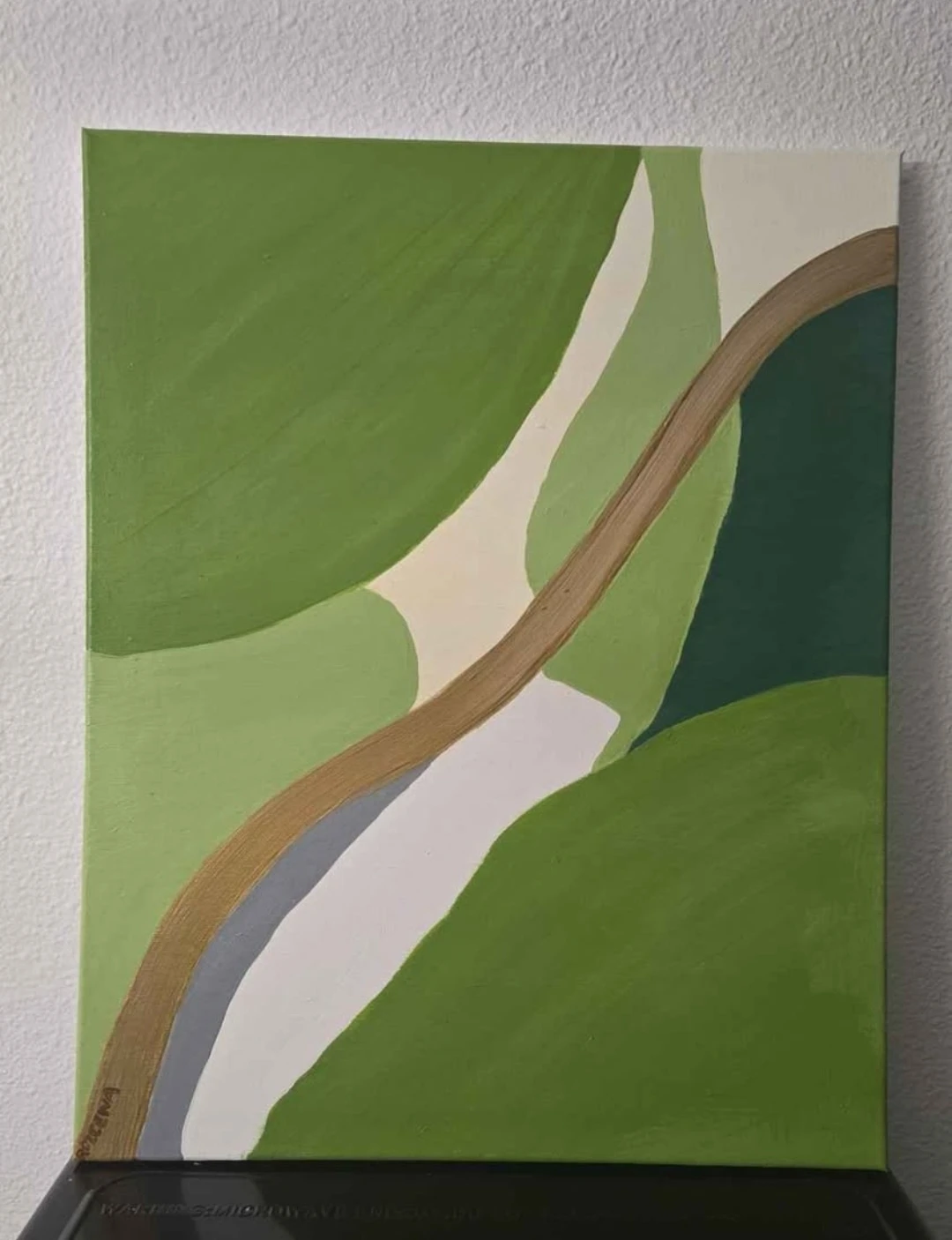 Abstract Green Tones Canvas Painting