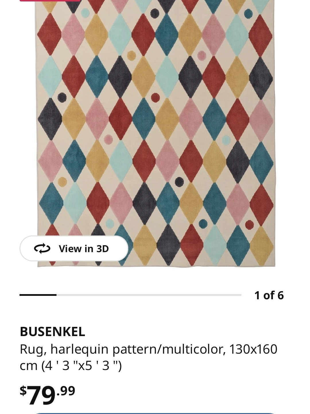 IKEA BUSENKEL Rug, multicolor harlequin pattern