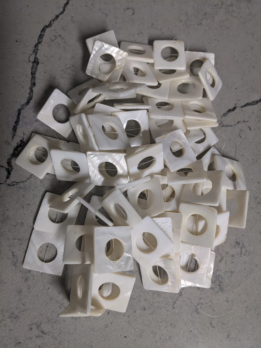 White abalone shell square beads with drilled hole - photo 2