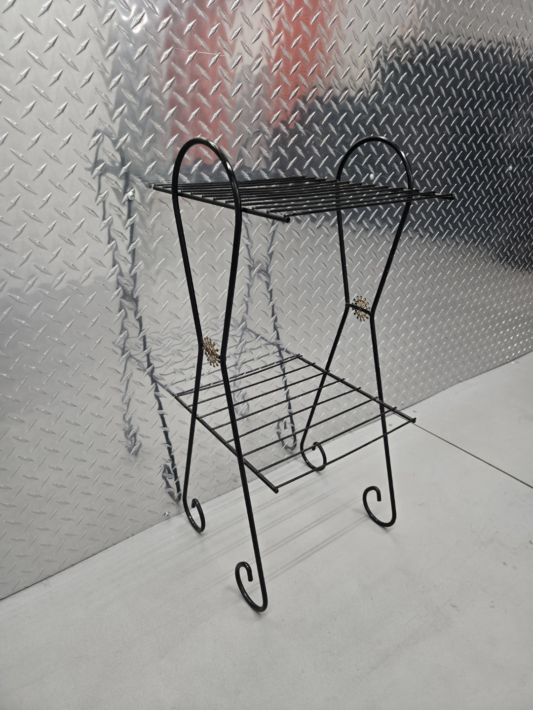 Vintage Mid Century Iron Plant Stand 2 Tier