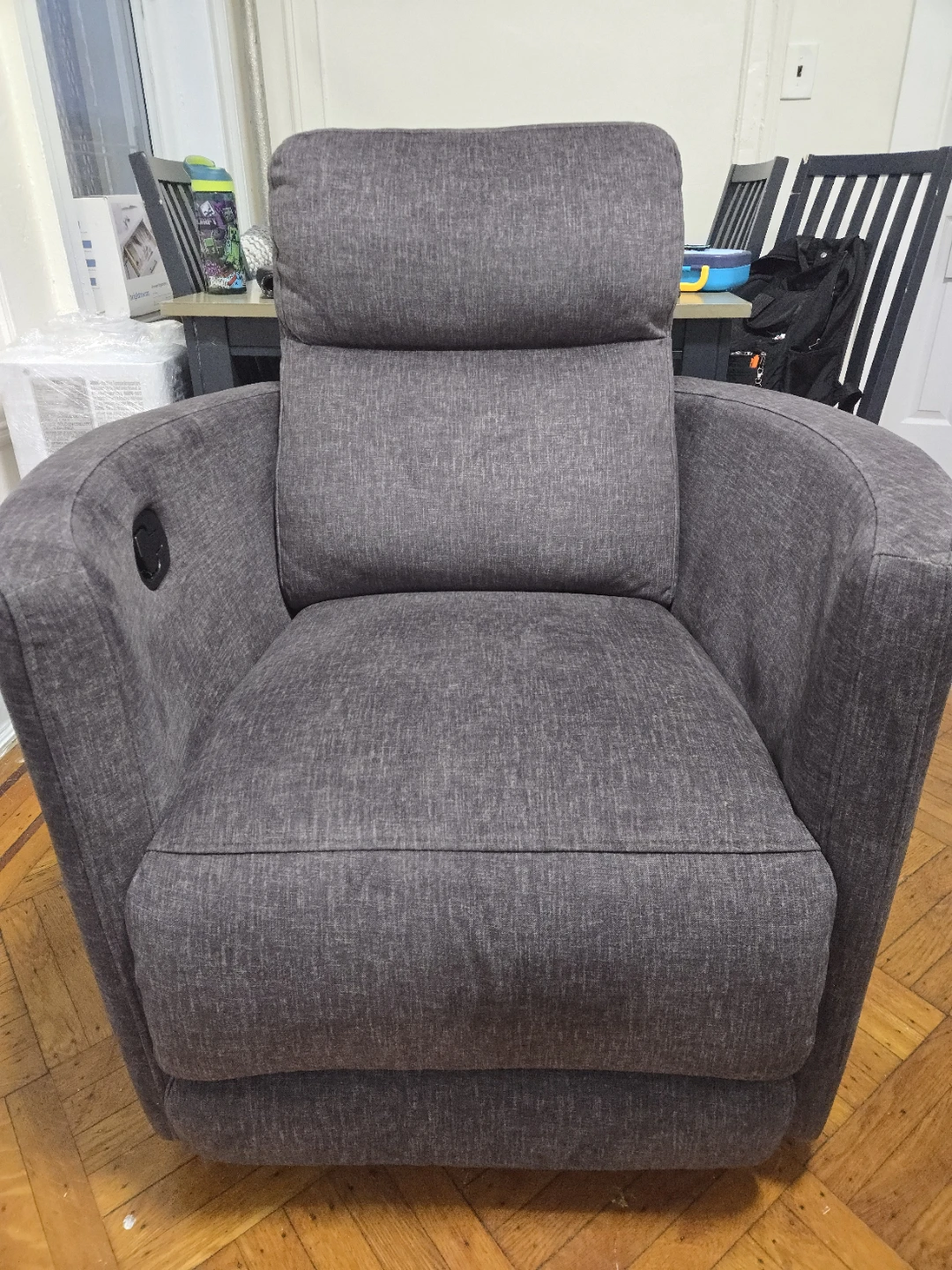 Dark Gray Fabric Recliner Armchair - photo 2