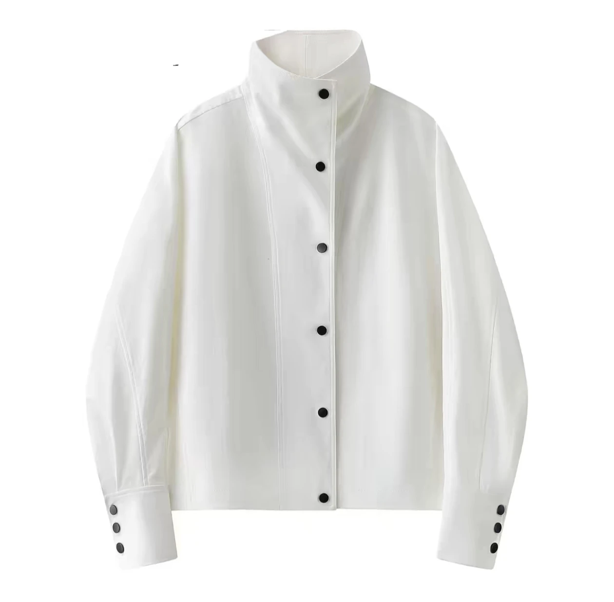 High Collar Button Front Jacket - photo 5