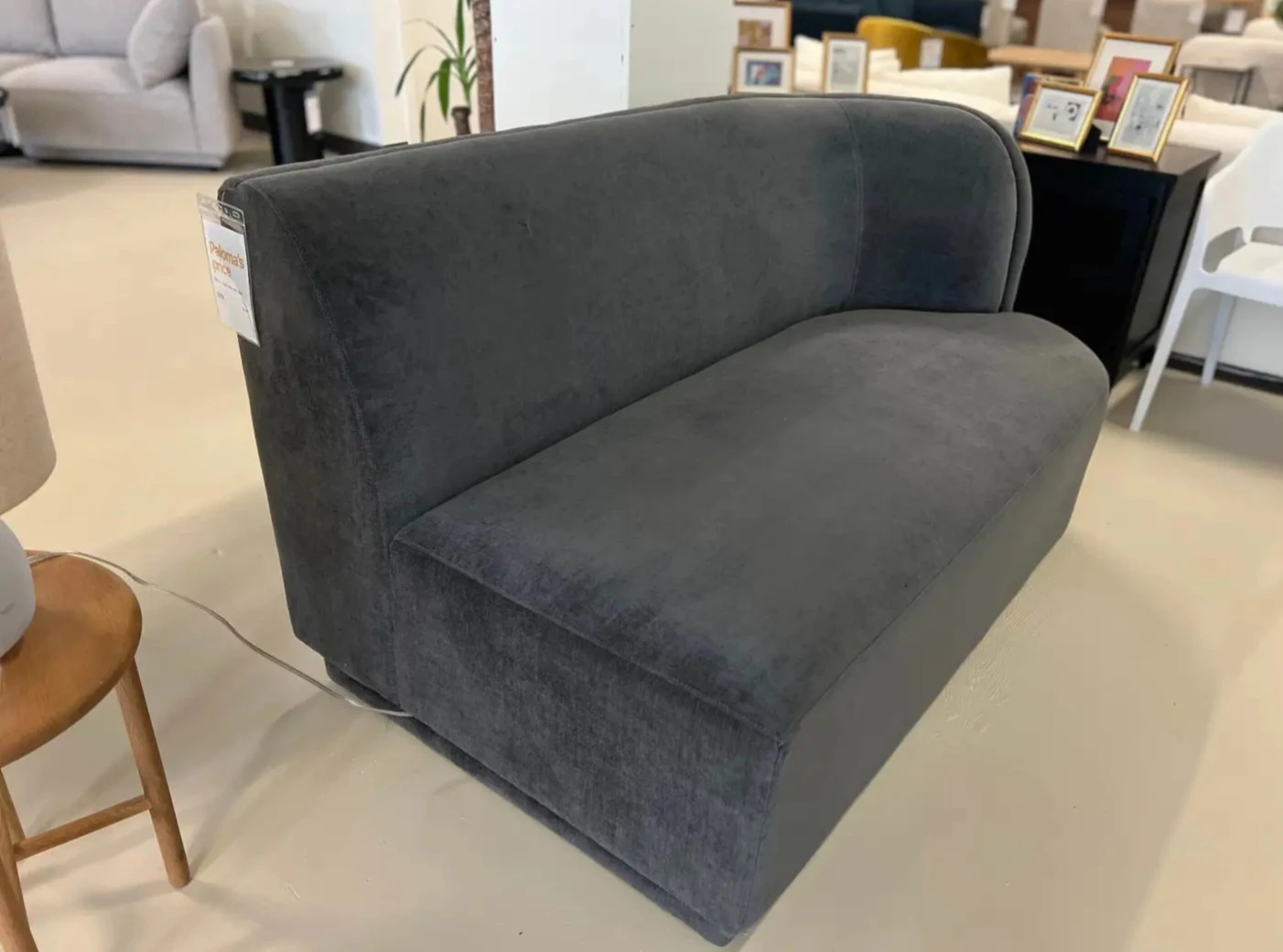 Dark Grey Upholstered Loveseat - photo 2