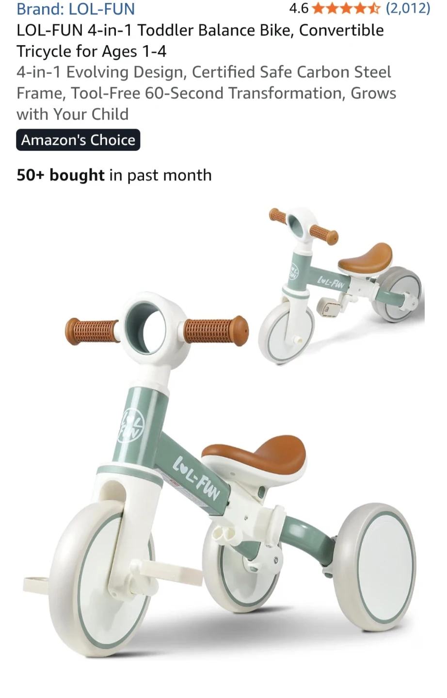 LOL-FUN 4-in-1 Toddler Balance Bike