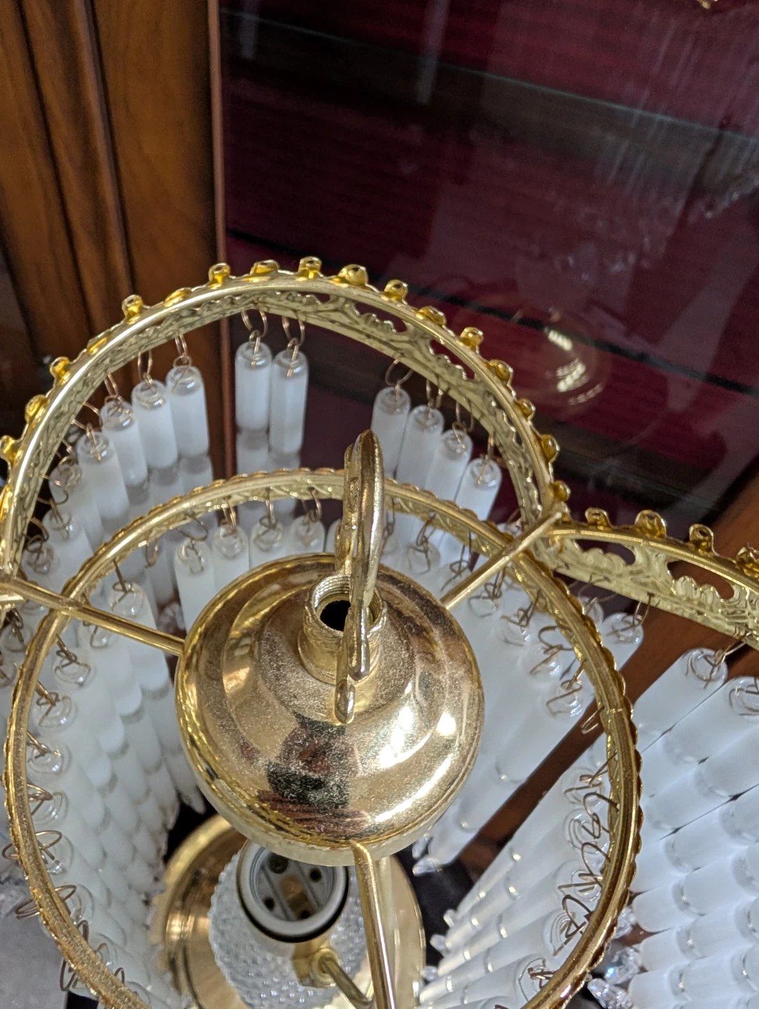 VINTAGE CRYSTAL BRASS BOUDOIR LAMP - photo 3