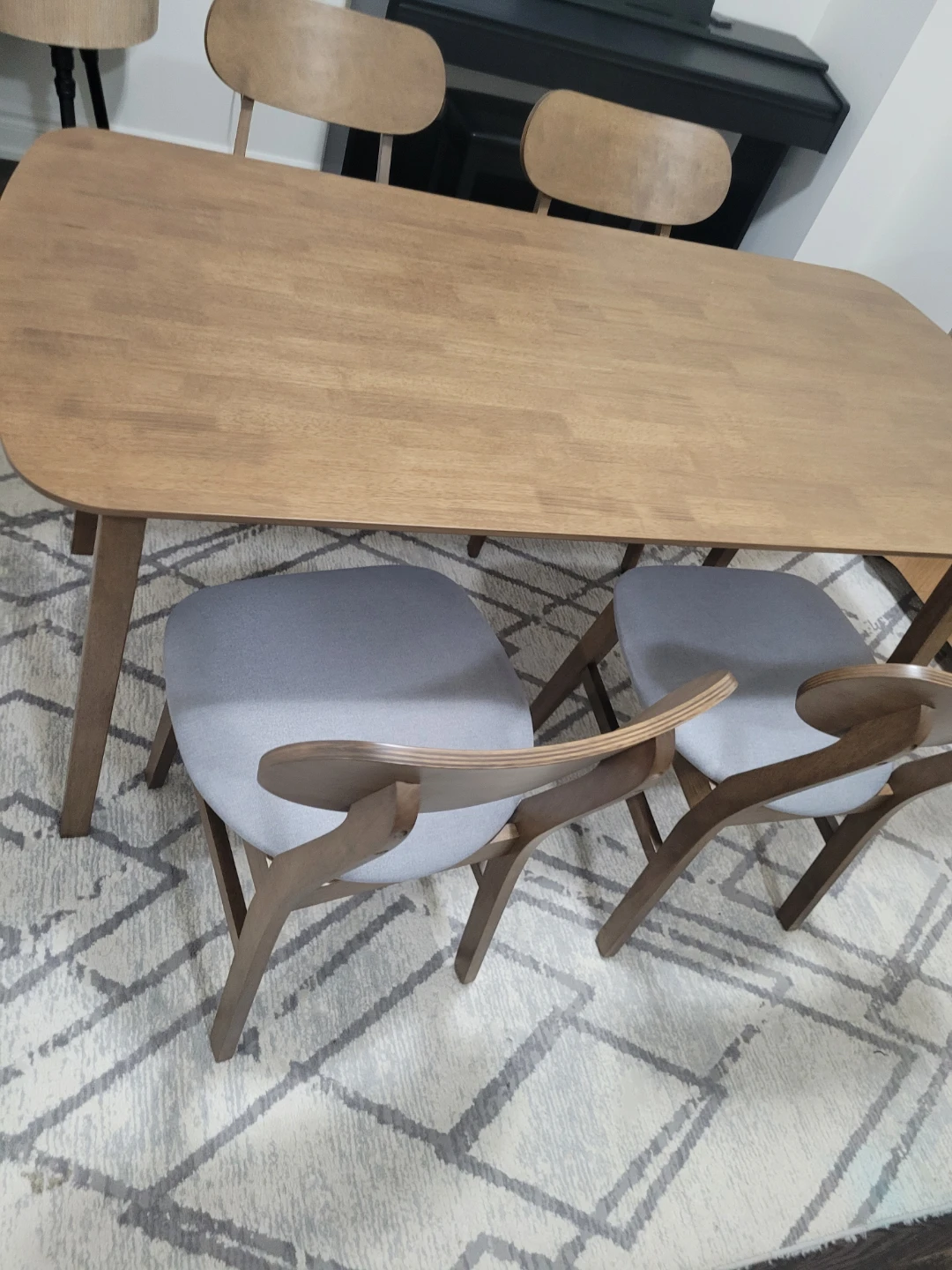 Wooden Dining Table with Four Chairs