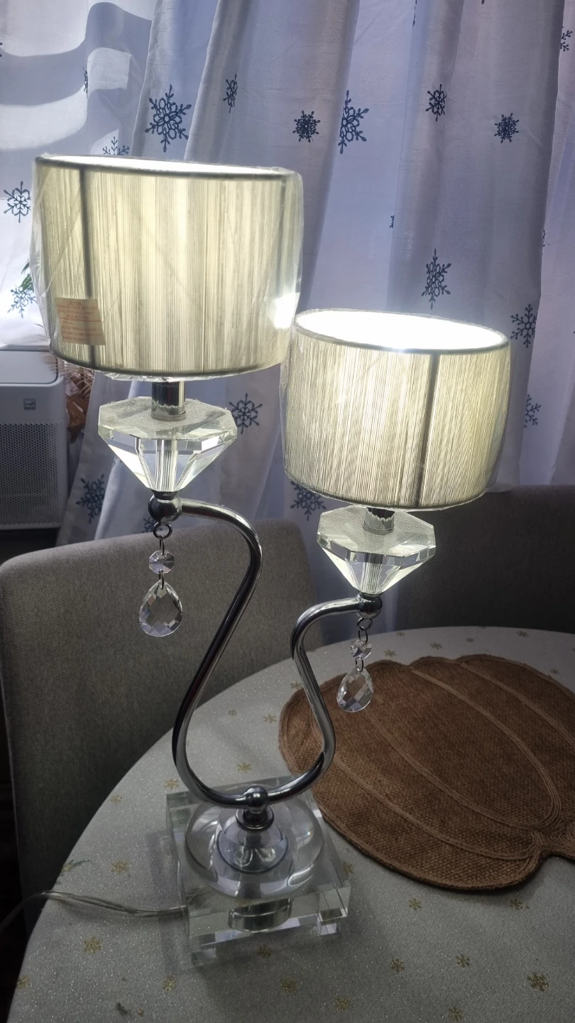 Set of Two Modern Crystal Accented Table Lamps