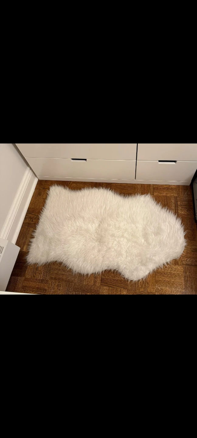 White Faux Fur Sheepskin Area Rug