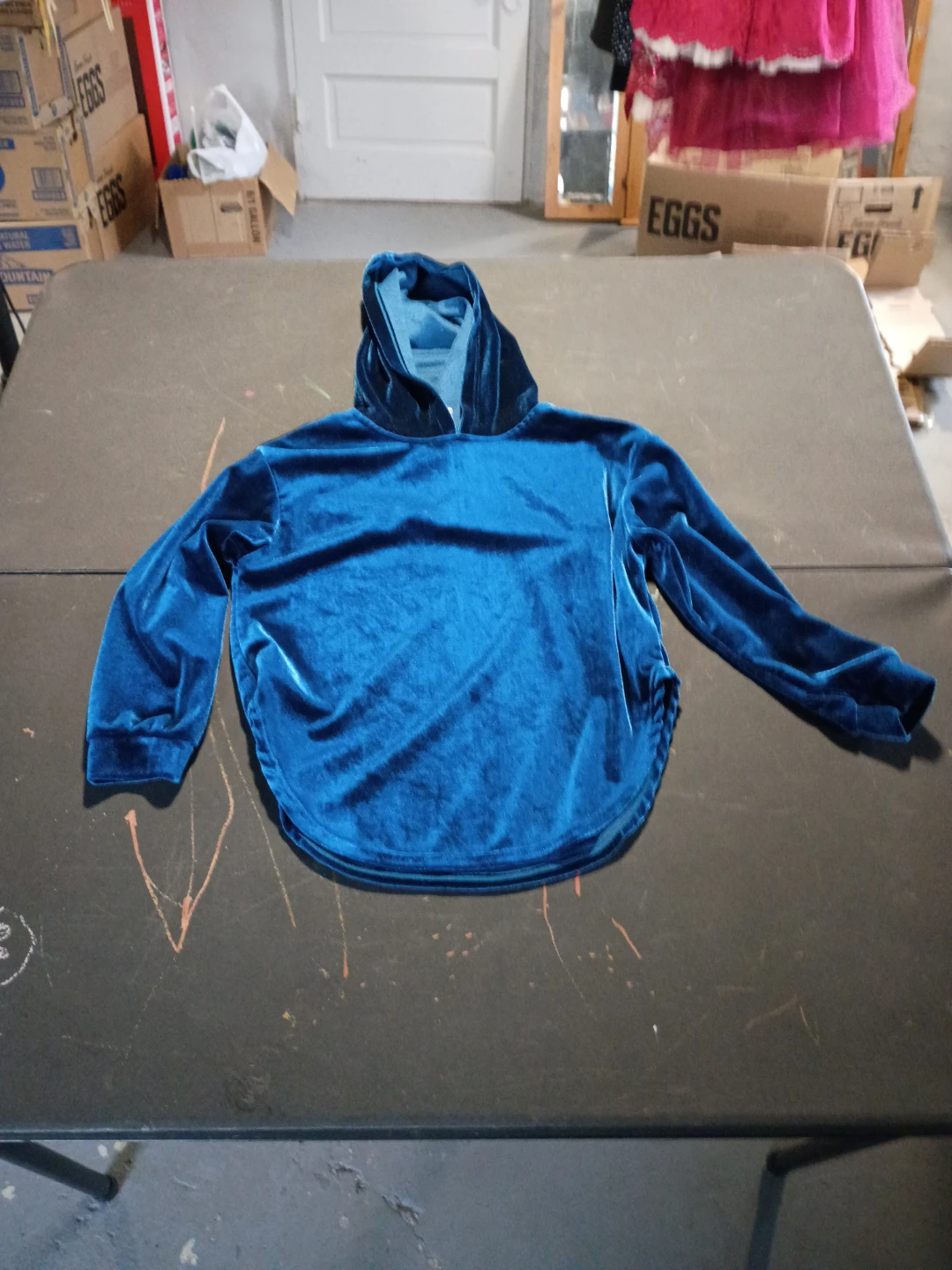Shein Kids Blue Velvet Hoodie